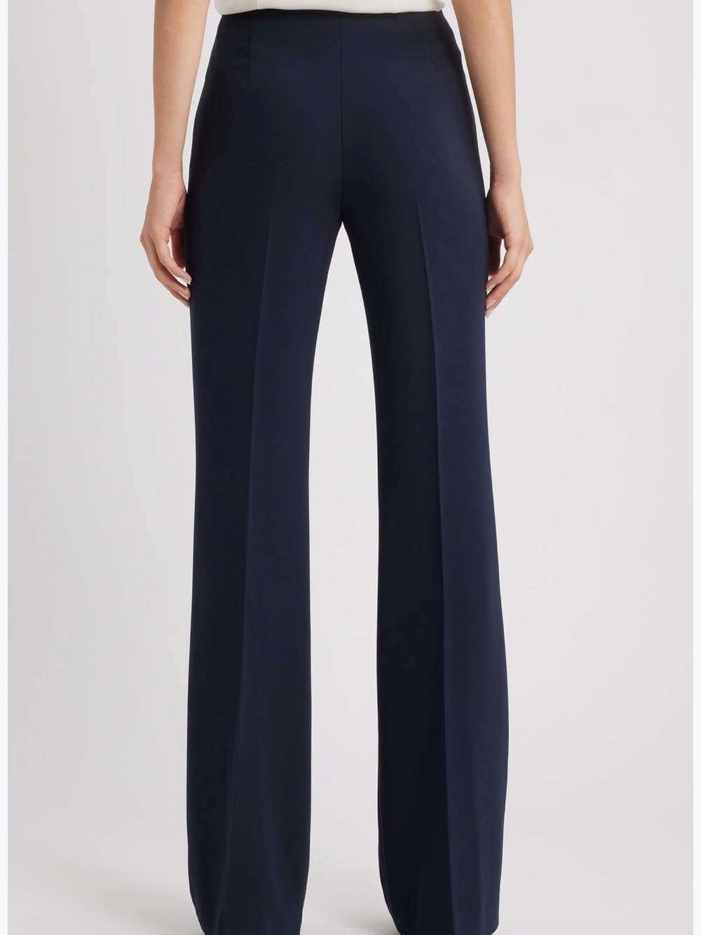 Wide-Leg High-Waist Women's Pants - Navy - Picture 2 of 8